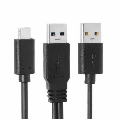 Type-C USB-C to USB 3.0 Male USB 2.0 Dual Power Data Y Cable for Laptop Hard Disk UC-125