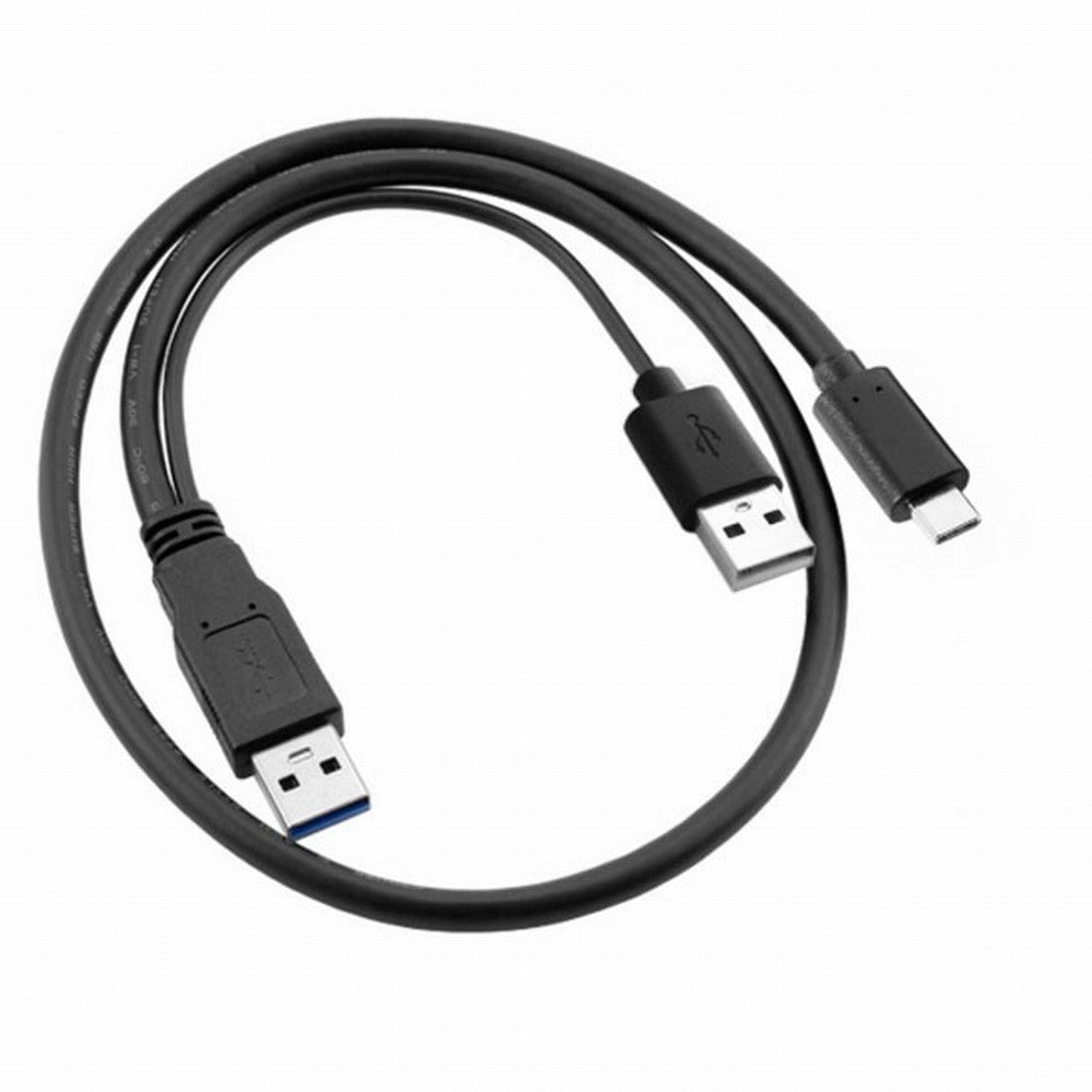Type-C USB-C to USB 3.0 Male USB 2.0 Dual Power Data Y Cable for Laptop Hard Disk UC-125