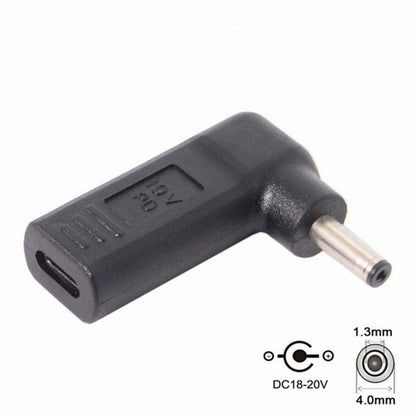 USB 3.1 Type C USB-C to DC 19V 4.0*1.3mm Adapter PD Emulator Trigger 90 Degree Angled UC-112-4013MM