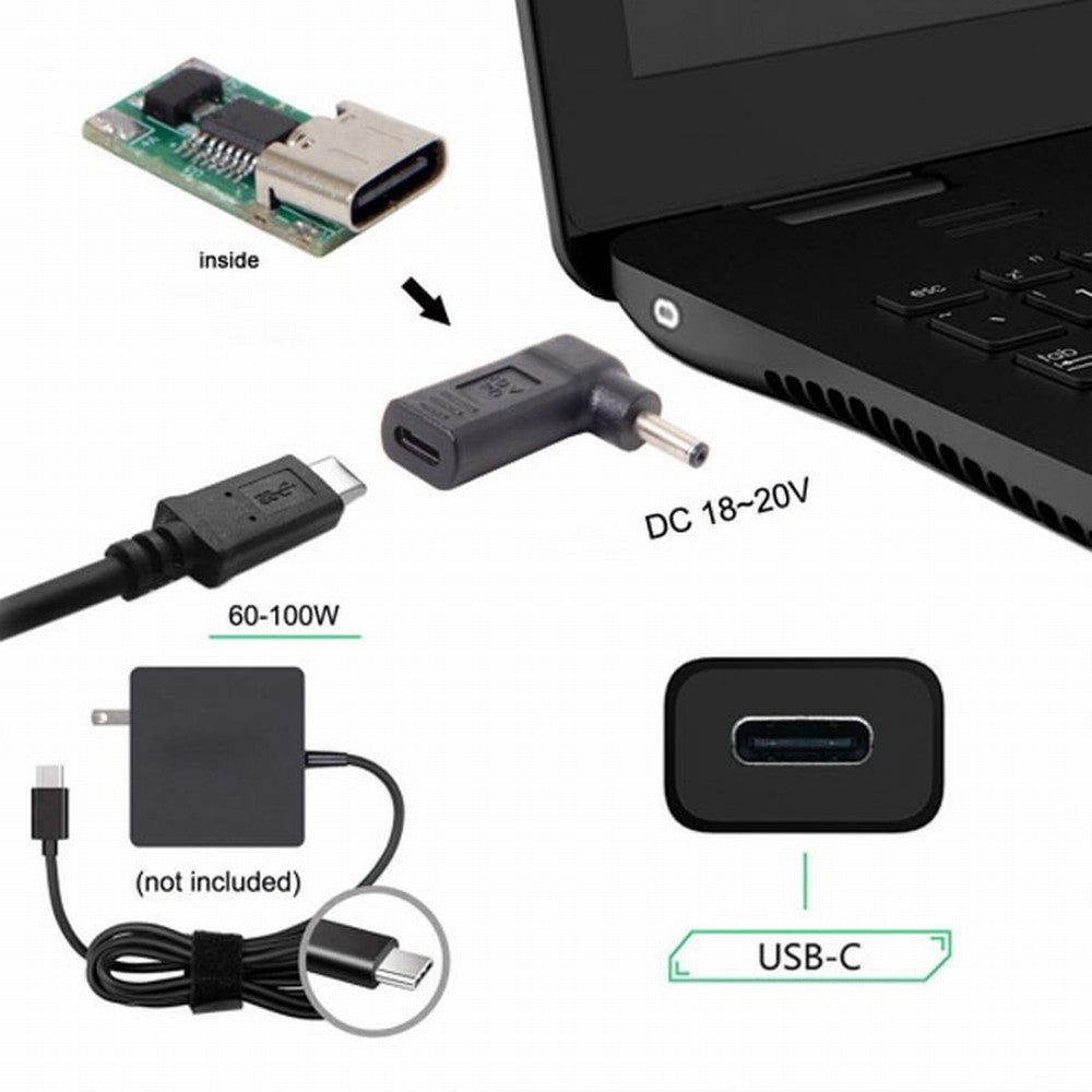 USB 3.1 Type C USB-C to DC 19V 4.0*1.3mm Adapter PD Emulator Trigger 90 Degree Angled UC-112-4013MM