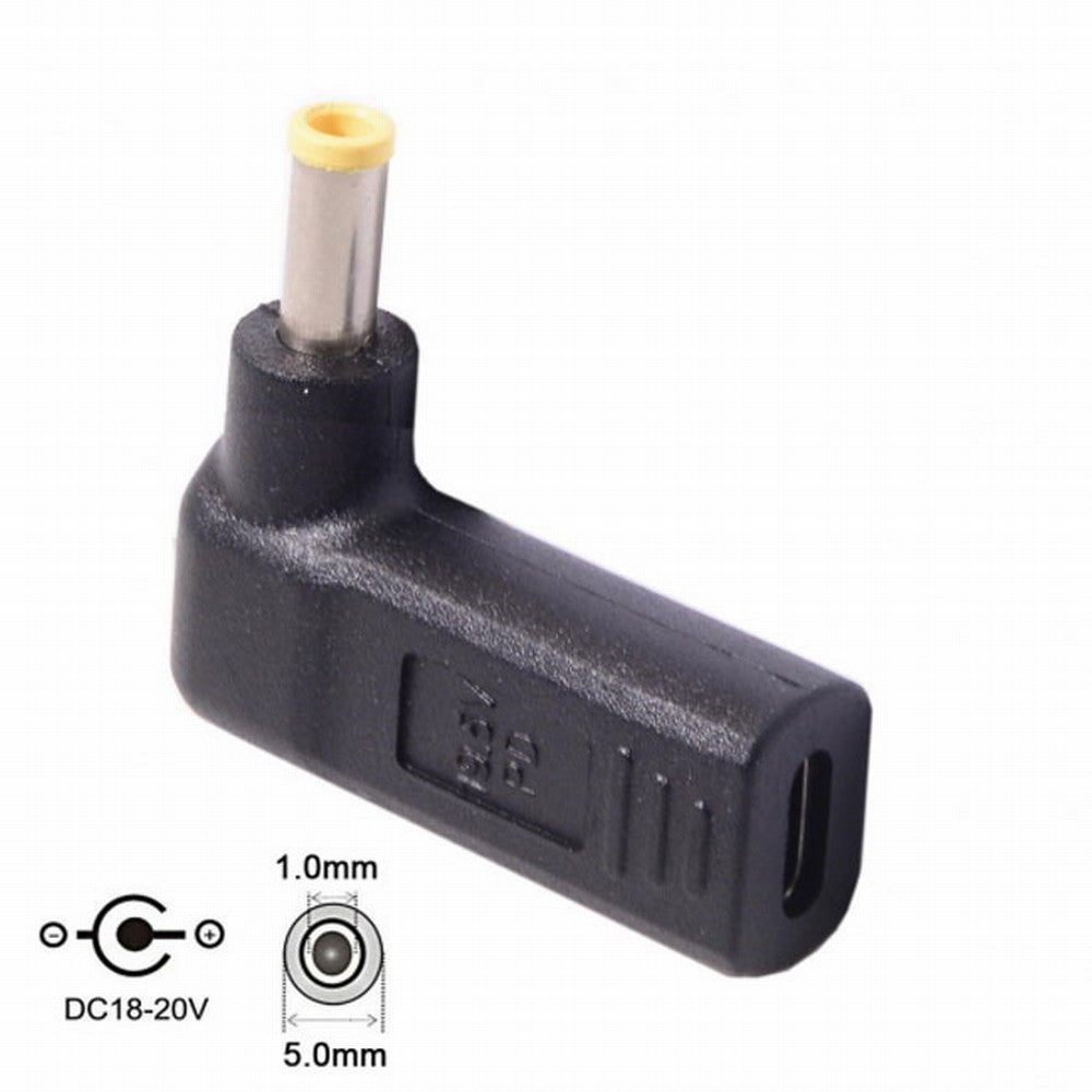 USB 3.1 Type C USB-C to DC 19V 5.0*1.0mm Adapter PD Emulator Trigger 90 Degree Angled Yellow UC-112-5010MM