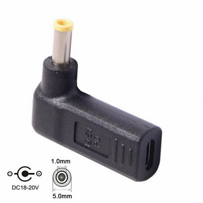 USB 3.1 Type C USB-C to DC 19V 5.0*1.0mm Adapter PD Emulator Trigger 90 Degree Angled Yellow UC-112-5010MM