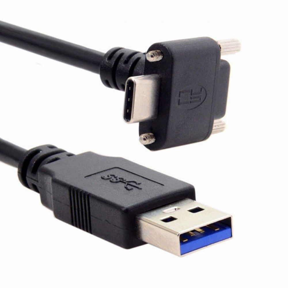 Down Up Angled USB 3.1 Type-C Dual Screw Locking to Standard USB3.0 Data Cable 90 Degree for Camera CC-UC-128