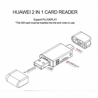 USB-C Type C / USB 2.0 to NM Nano Memory Card TF Micro SD Card Reader for Huawei Cell Phone Laptop UC-061