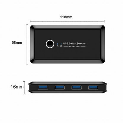 KVM USB 3.0 Switch Selector 2 Port PCs Sharing 4 Devices for Keyboard Mouse Scanner Printer U3-025