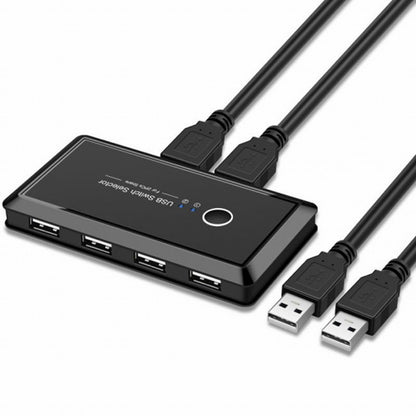 KVM USB 2.0 Switch Selector 2 Port PCs Sharing 4 Devices for Keyboard Mouse Scanner Printer U2-025