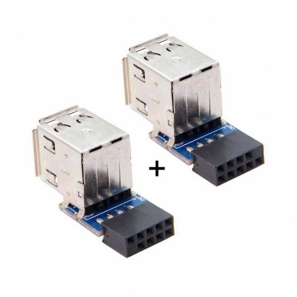 2pcs 9Pin/10Pin Motherboard Female Header to Dual USB 2.0 Female Adapter Vertical Type U2-029-AF001