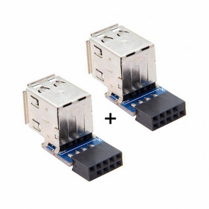 2pcs 9Pin/10Pin Motherboard Female Header to Dual USB 2.0 Female Adapter Vertical Type U2-029-AF001