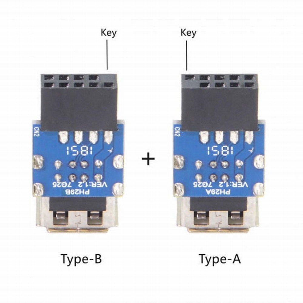 2pcs 9Pin/10Pin Motherboard Female Header to Dual USB 2.0 Female Adapter Vertical Type U2-029-AF001
