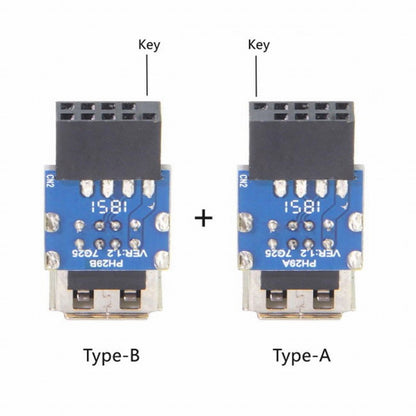 2pcs 9Pin/10Pin Motherboard Female Header to Dual USB 2.0 Female Adapter Vertical Type U2-029-AF001