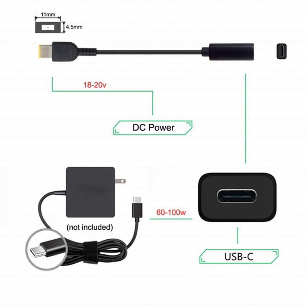 Type C USB-C to Rectangle 11.0*4.5mm Power Plug PD Emulator Trigger Charge Cable for ThinkPad X1 Carbon UC-109-1145MM