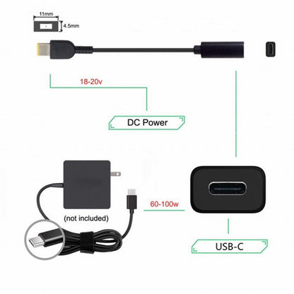 Type C USB-C to Rectangle 11.0*4.5mm Power Plug PD Emulator Trigger Charge Cable for ThinkPad X1 Carbon UC-109-1145MM