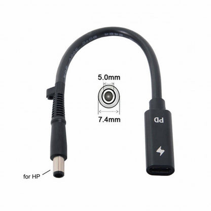 Type C USB-C Female Input to DC 7.4*5.0mm Power PD Charge Cable fit for Laptop 18-20V UC-109-7450HP