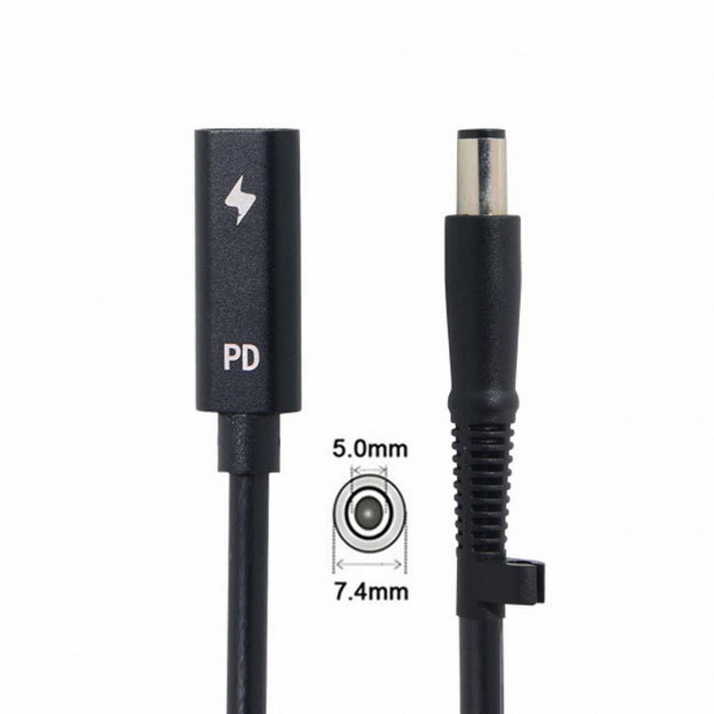 Type C USB-C Female Input to DC 7.4*5.0mm Power PD Charge Cable fit for Laptop 18-20V UC-109-7450HP