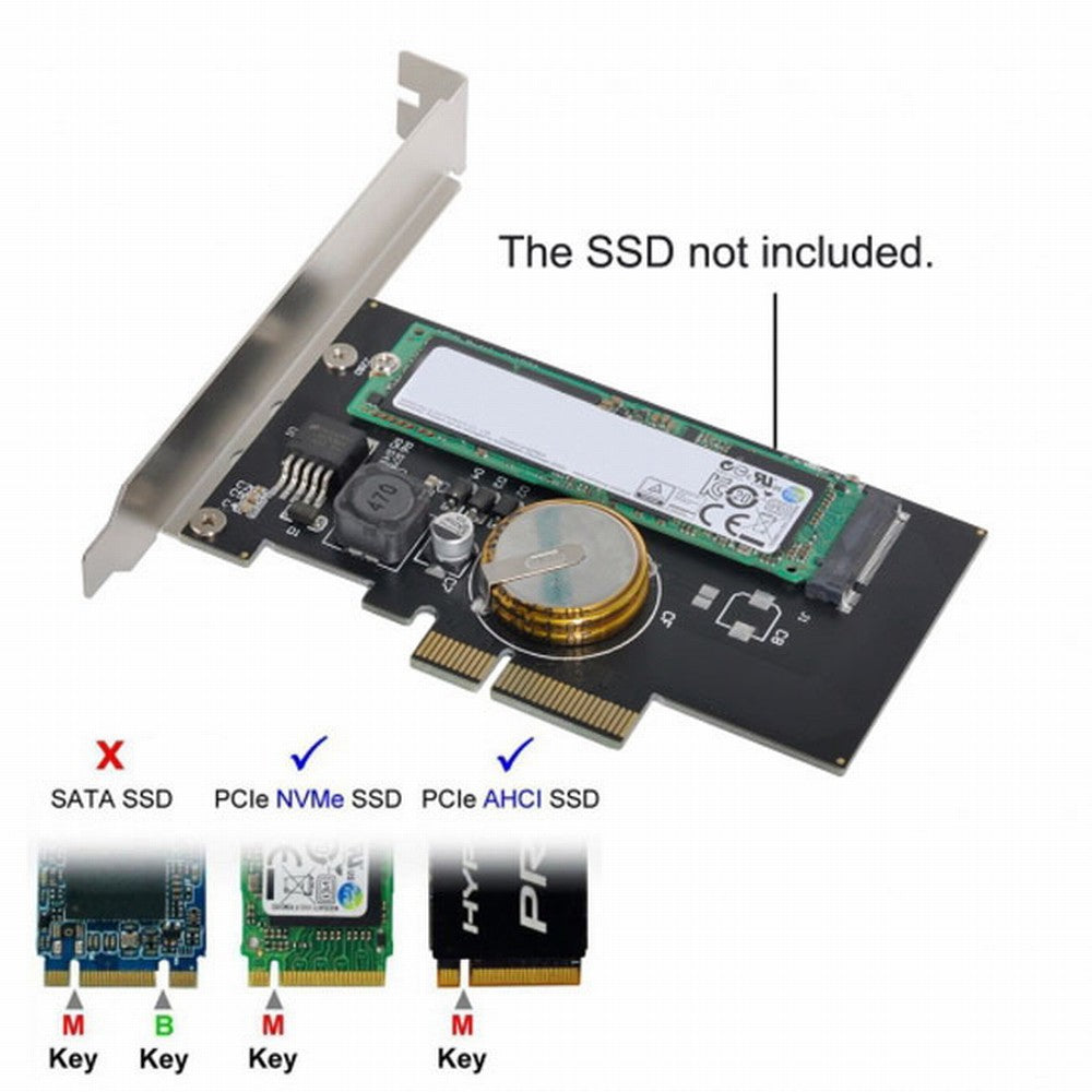 PCI-E 3.0 x4 to M.2 NGFF M Key SSD Nvme Card Adapter PCI Express with Power Failure Protection 4.0F Super Capacitor SA-022