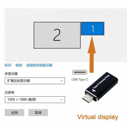 CY Virtual Display Adapter USB-C Type-C DDC EDID Dummy Plug Headless Ghost Display Emulator 1920x1080p@60Hz UC-142
