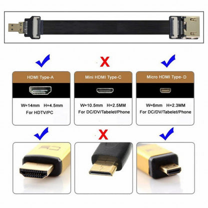 CYFPV HDMI Female to Micro HDMI Male Extension FPC Flat Cable 1080P for FPV HDTV Multicopter Aerial Photography CC-HD-197-BK