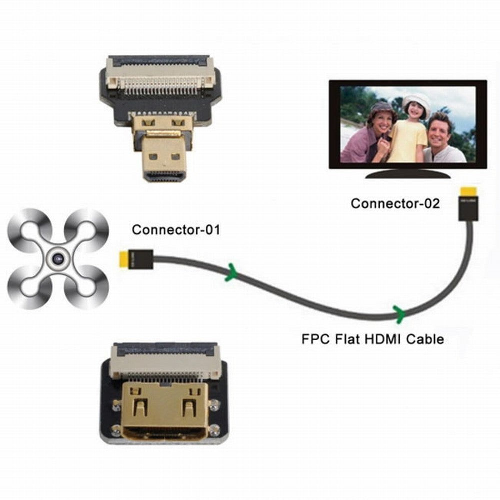 CYFPV Mini HDMI Female to Micro HDMI Male Extension FPC Flat Cable 1080P for FPV HDTV Multicopter Aerial Photography CC-HD-204-BK