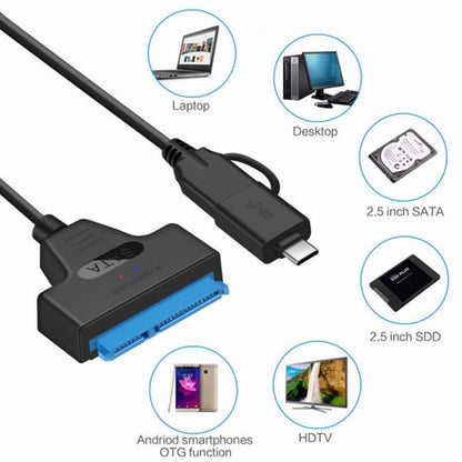 Type C USB 3.0 Male to SATA 22 Pin 2.5" Hard disk driver SSD Adapter Cable for Macbook Laptop UC-147