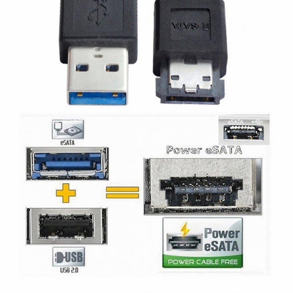 USB 3.0 to Power Over eSATA DC5V Adapter USB2.0 to HDD/SSD/ODD eSATAp Converter U3-008