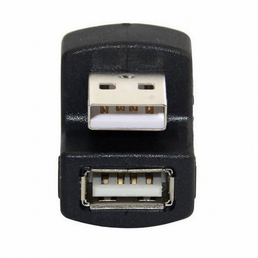 Down Angled USB 2.0 Adapter A Male to Female Extension 90 180 360 Degree Black U2-099-DN