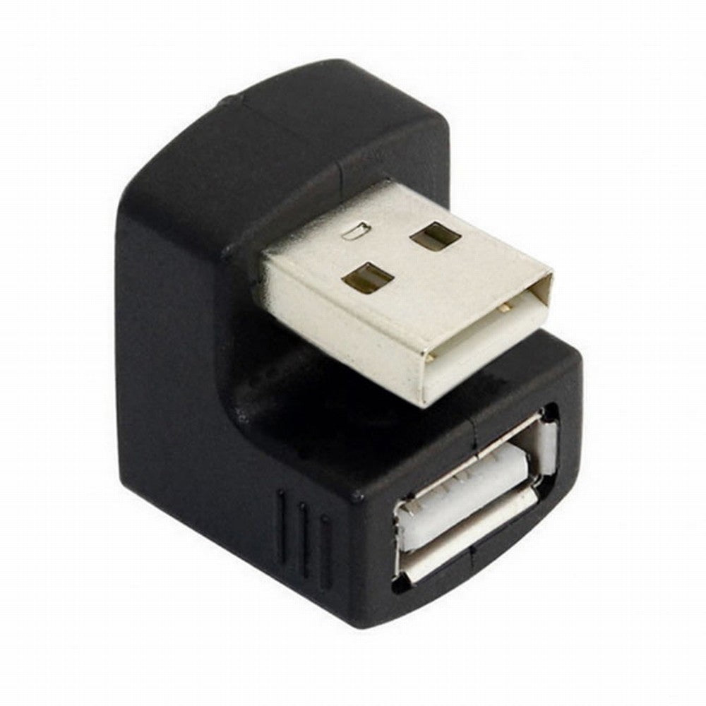 Down Angled USB 2.0 Adapter A Male to Female Extension 90 180 360 Degree Black U2-099-DN