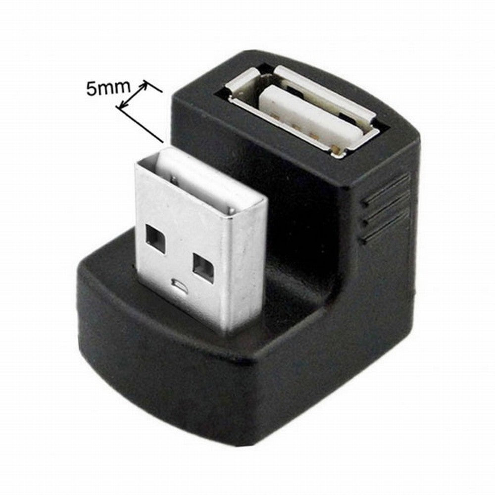 Down Angled USB 2.0 Adapter A Male to Female Extension 90 180 360 Degree Black U2-099-DN