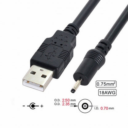 18AWG 0.75mm*2 USB 2.0 A Type Male to DC 2.50mm 2.35mm 0.7mm Power Plug 5V Cable 100cm U2-035