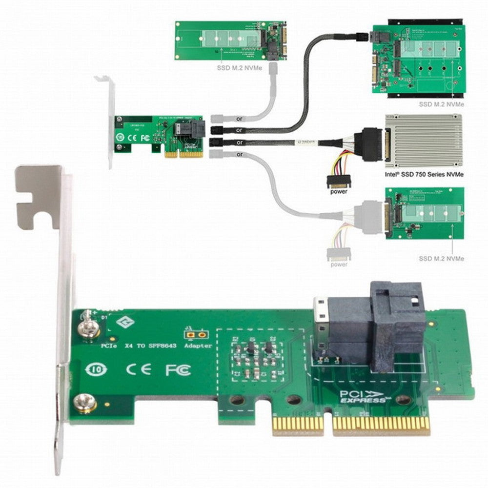 PCI-E 4X to U.2 U2 Kit SFF-8639 NVME PCIe SSD Adapter for Mainboard SSD 750 p3600 p3700 M.2 SFF-8643 SF-024