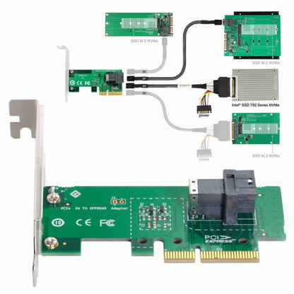 PCI-E 4X to U.2 U2 Kit SFF-8639 NVME PCIe SSD Adapter for Mainboard SSD 750 p3600 p3700 M.2 SFF-8643 SF-024