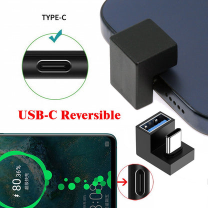 360 Degree Up Down Angled Type-C USB-C OTG to USB 3.0 Female Extension Adapter for Cell Phone Tablet UC-088