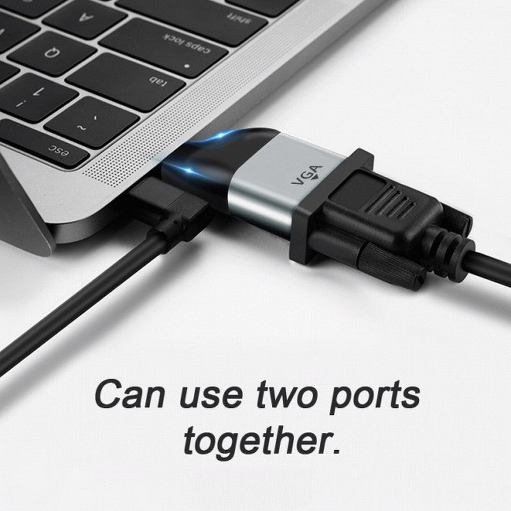 Cablecc USB-C Male to VGA Female Adapter, 1080p 60Hz Display Converter for Tablet, Phone, Laptop