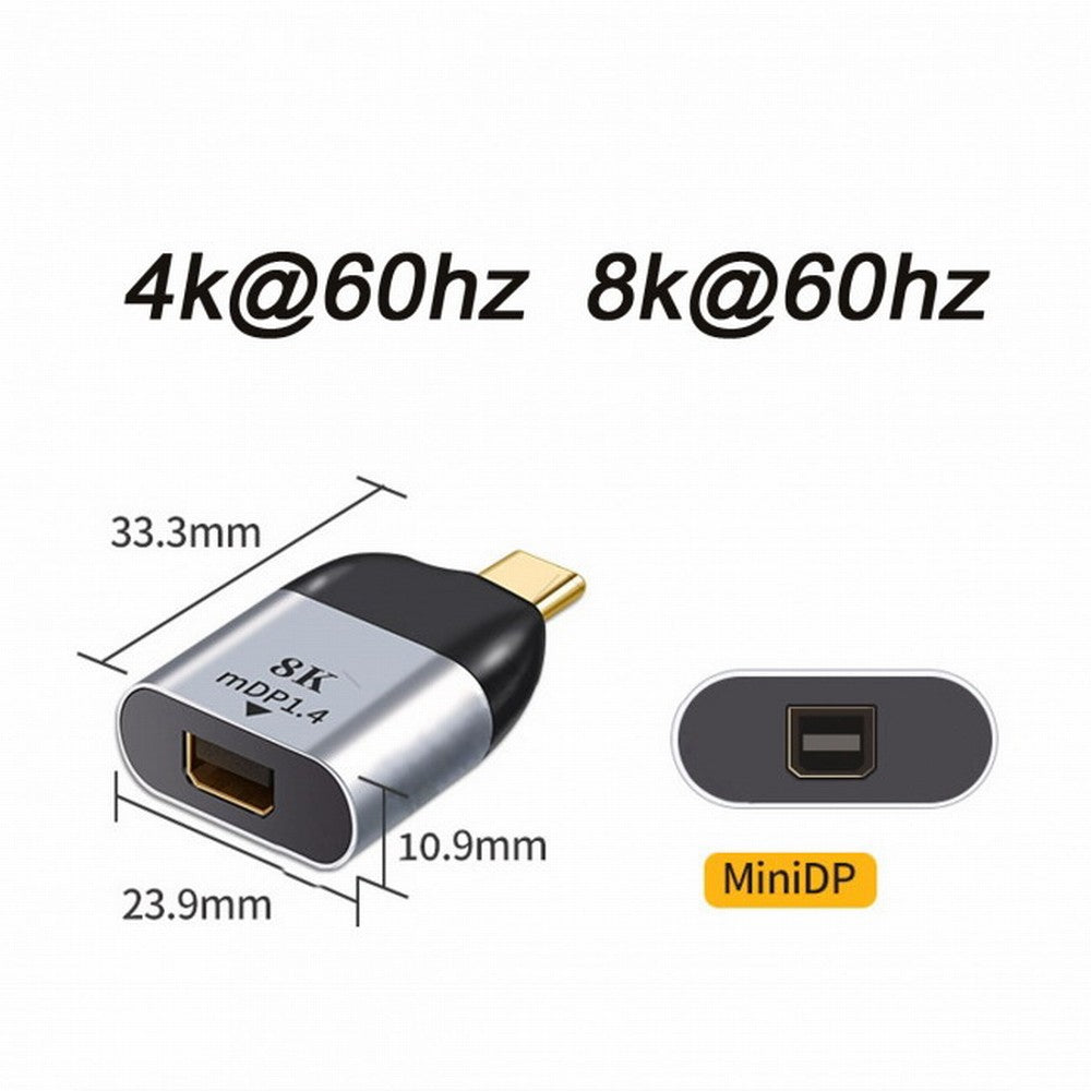 Cablecc USB Type C to Mini DP Adapter, 60Hz 4K/2K Video Converter for Tablet, Smartphone and Laptop