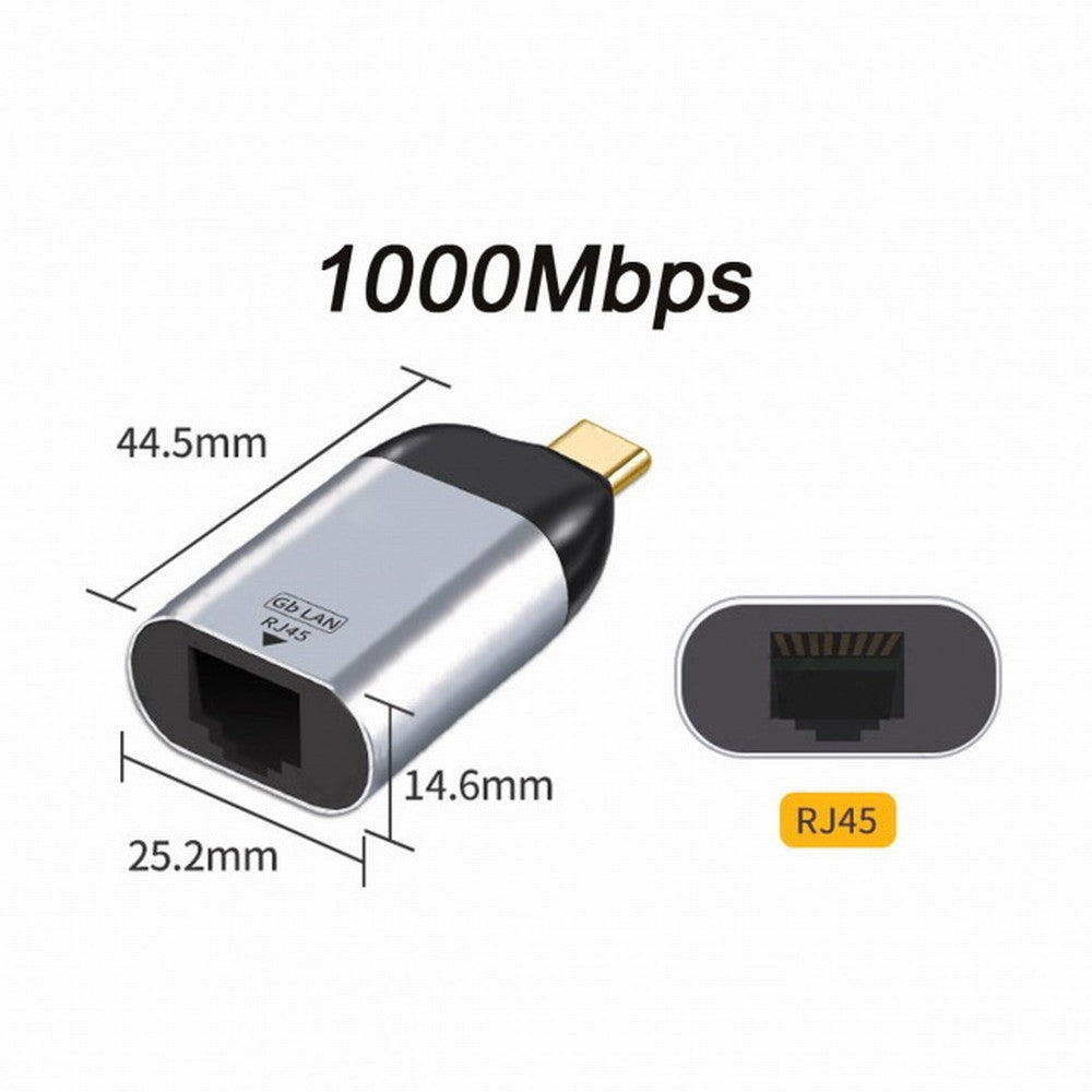 Cablecc USB Type-C USB3.1 Gigabit LAN Adapter, 1000Mbps Ethernet Network Dongle Compatible with Laptop