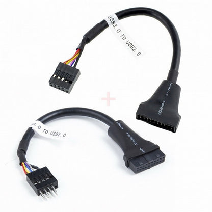 2pcs USB 2.0 9Pin to USB 3.0 20pin Housing Header Female Cable Reversible for Motherboard U3-076+107
