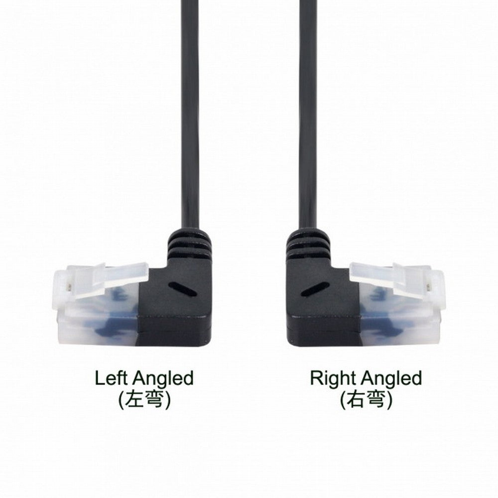 Ultra Slim Cat6 Ethernet Cable RJ45 Left to Right Angled 25cm UTP Network Cable Patch Cord 90 Degree Cat6a Lan for Laptop Router TV BOX UT-008-LR