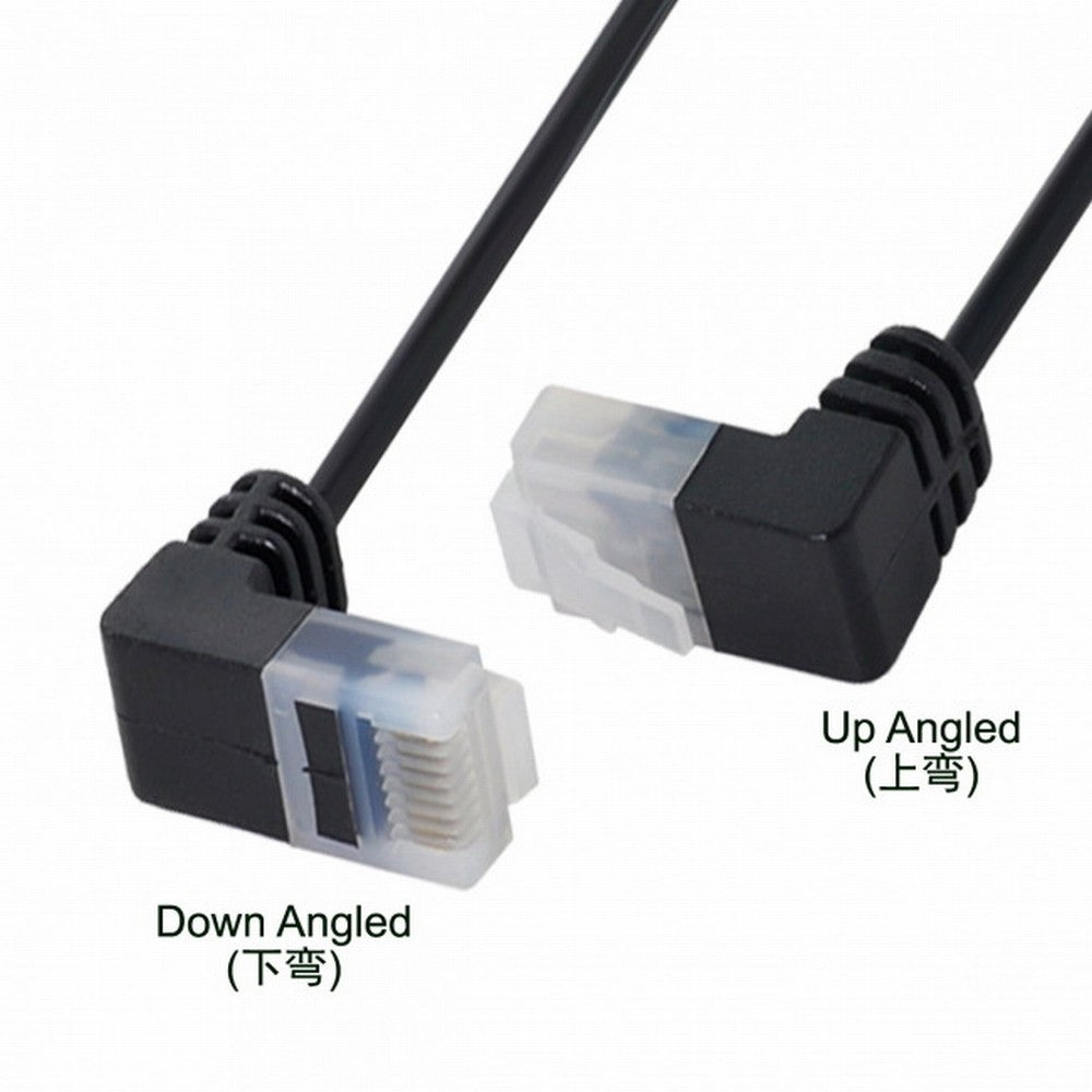 Ultra Slim Cat6 Ethernet Cable RJ45 Down to Up Angled 25cm UTP Network Cable Patch Cord 90 Degree Cat6a Lan for Laptop Router TV BOX UT-008-DU