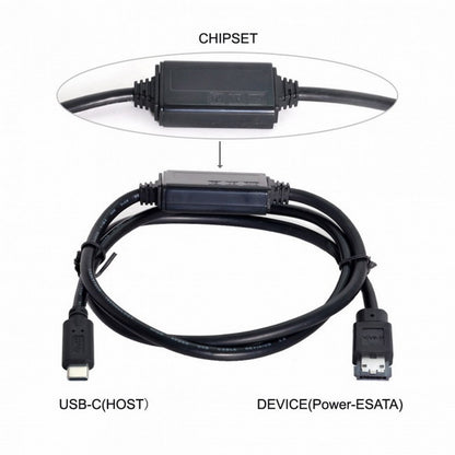 USB-C Type-C to Power Over eSATA DC5V Adapter USB3.0 to HDD/SSD/ODD eSATAp Converter UC-014