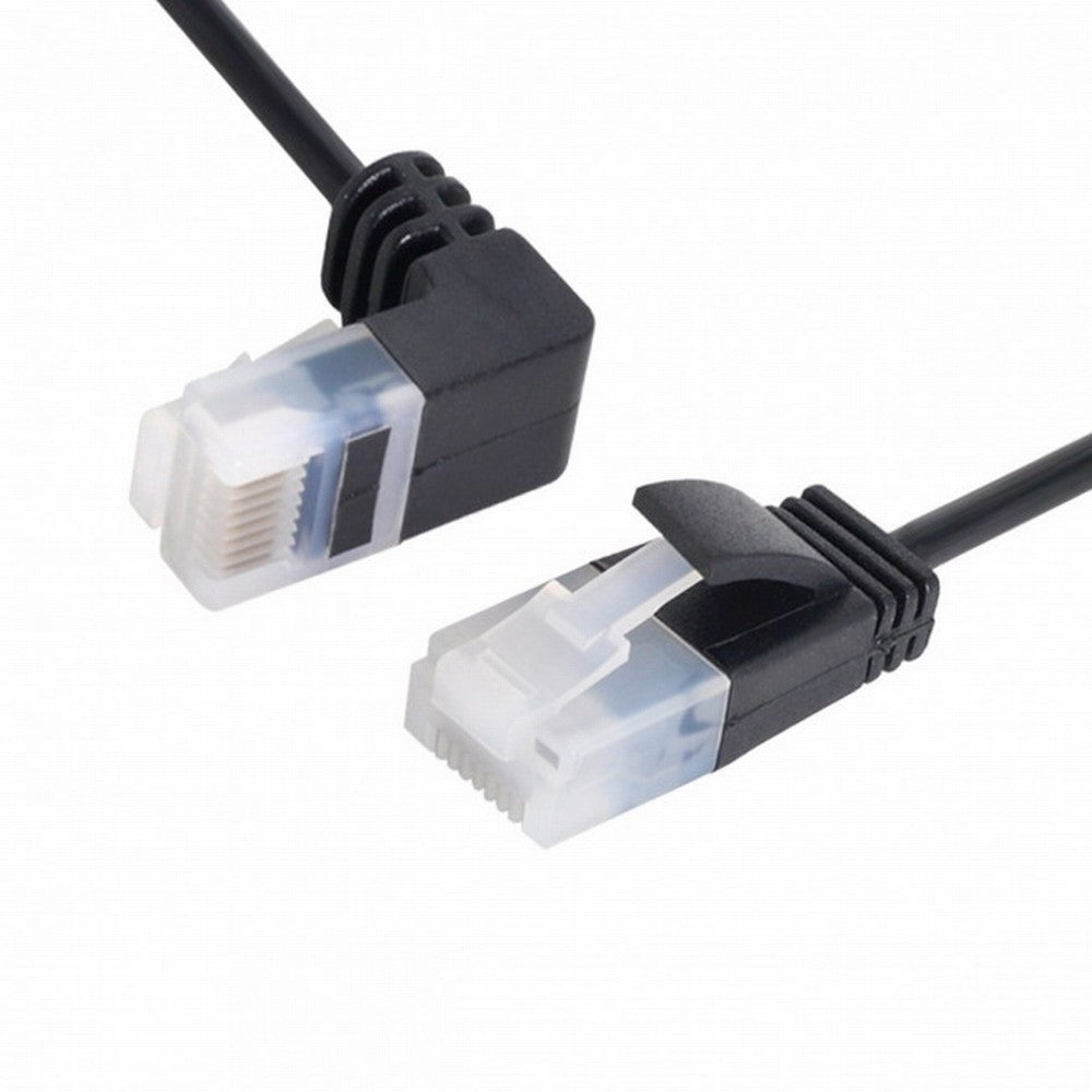 Ultra Slim Cat6 Ethernet Cable RJ45 Down Angled to Straight UTP Network Cable Patch Cord 90 Degree Cat6a Lan for Laptop Router TV BOX CC-UT-009-DN