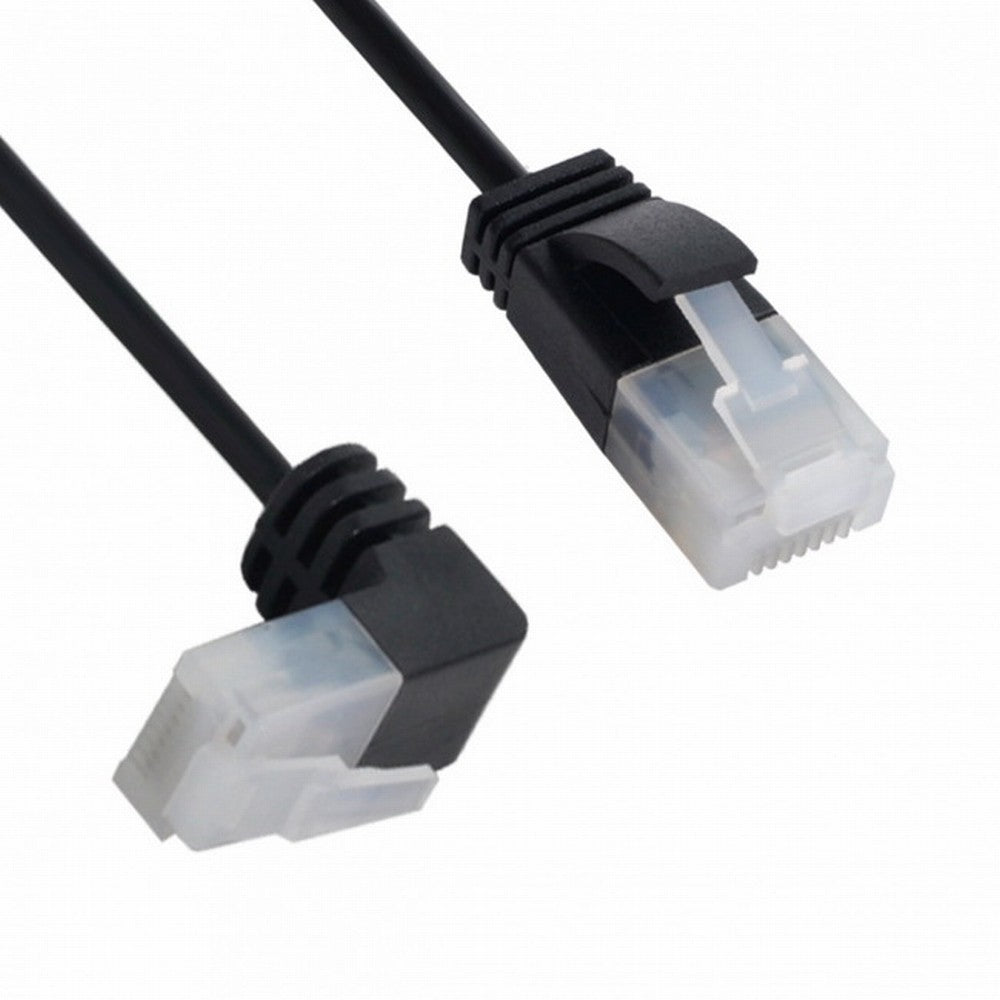 Ultra Slim Cat6 Ethernet Cable RJ45 Up Angled to Straight UTP Network Cable Patch Cord 90 Degree Cat6a Lan for Laptop Router TV BOX CC-UT-009-UP