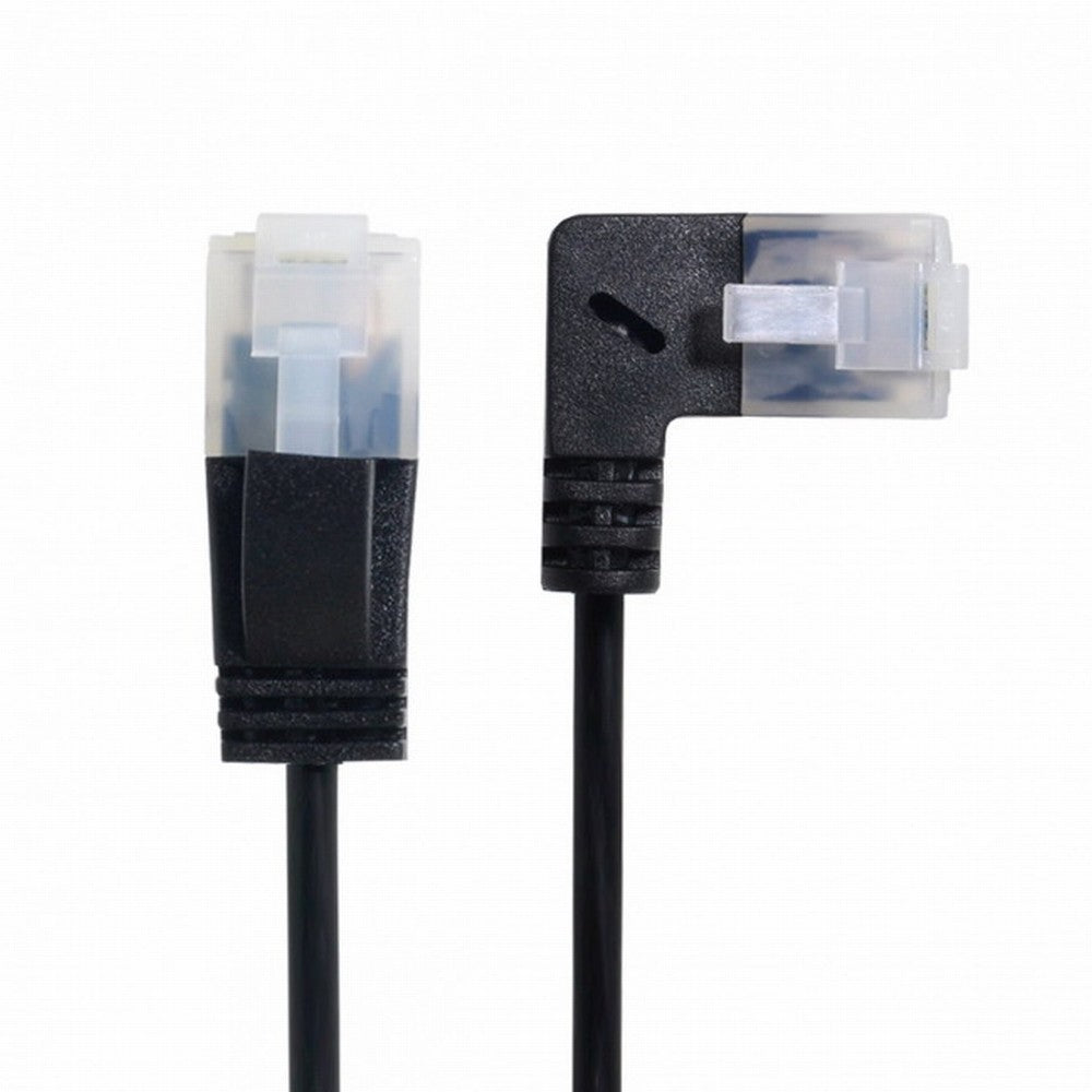 Ultra Slim Cat6 Ethernet Cable RJ45 Left Angled to Straight UTP Network Cable Patch Cord 90 Degree Cat6a Lan for Laptop Router TV BOX CC-UT-009-LE