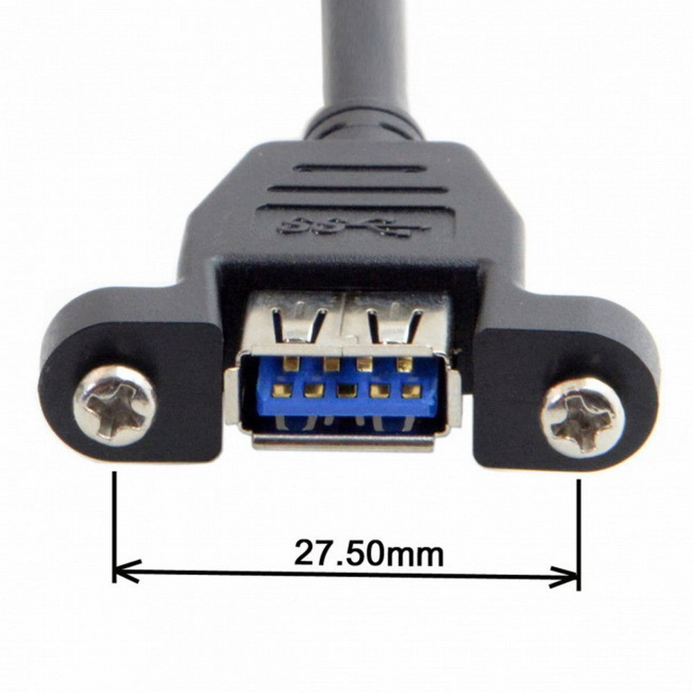 USB 3.0 Single Port A Female Screw Mount Type to Down Angled Motherboard 20pin Header Cable 90 Degree U3-005-DN