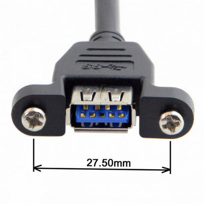 USB 3.0 Single Port A Female Screw Mount Type to Down Angled Motherboard 20pin Header Cable 90 Degree U3-005-DN