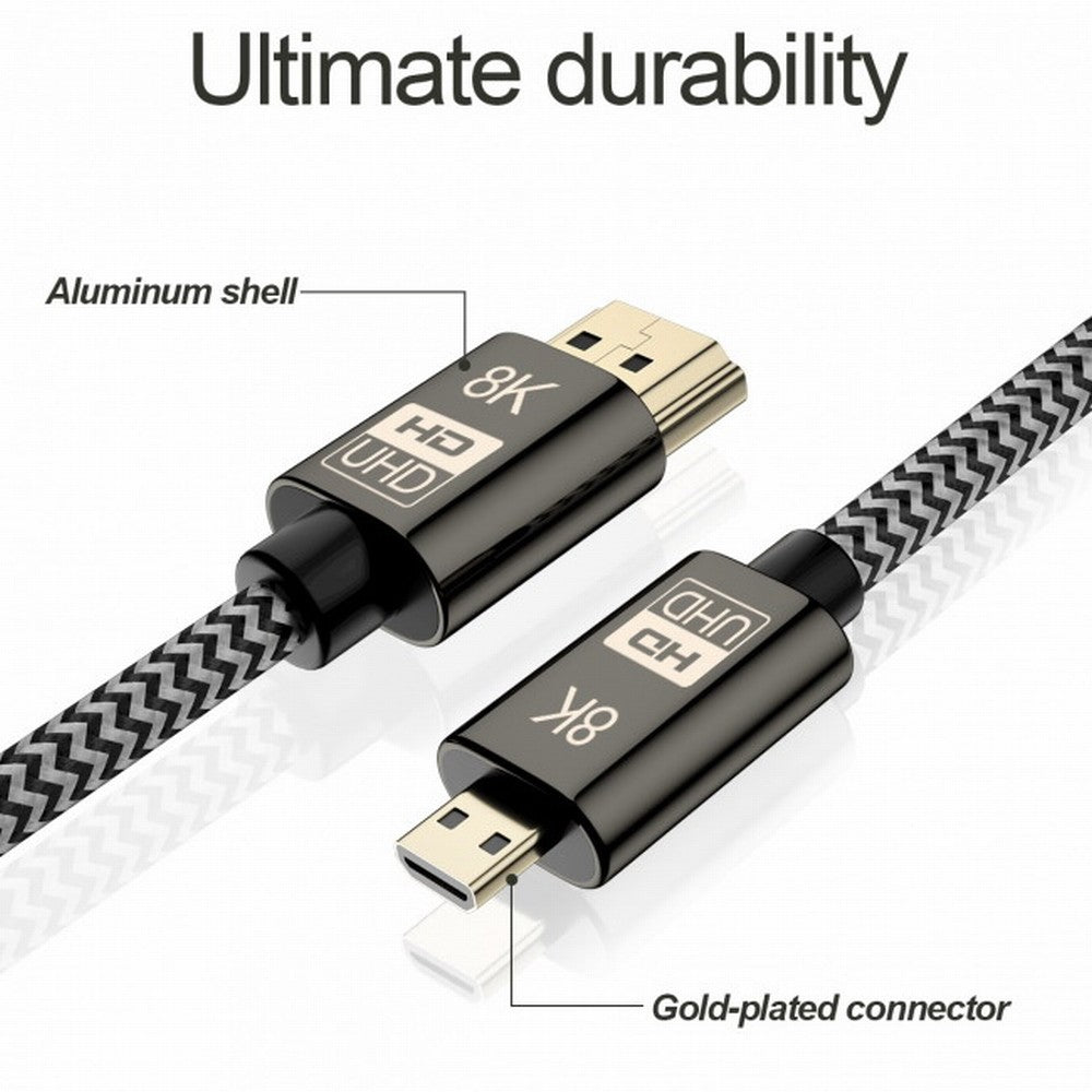 Micro HDMI to HDMI 2.1 Ultra-HD UHD 8K 60hz 4K 120hz Cable 48Gbs HDMI Cord for Camera Tablet CC-HD-016