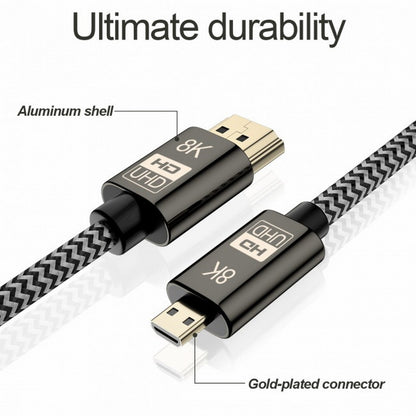 Micro HDMI to HDMI 2.1 Ultra-HD UHD 8K 60hz 4K 120hz Cable 48Gbs HDMI Cord for Camera Tablet CC-HD-016