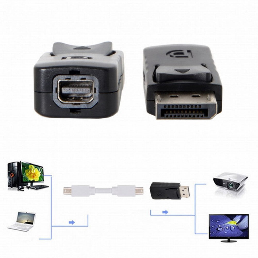 Black DP DisplayPort Male to Mini DP DisplayPort Female Adapter for Displays HDTV Monitor DP-052-BK
