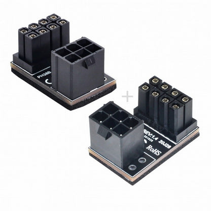 ATX 6Pin Female to 8pin Male 180 Degree Angled Power Adapter for Desktops Graphics Card PW-024