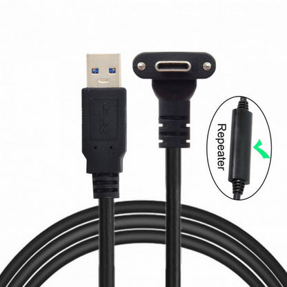 8.0M Down Up Angled USB 3.1 Type-C Dual Screw Locking to USB3.0 Data GL3523 Repeater Cable 90 Degree for Camera Oculus Quest Link UC-128-8.0M