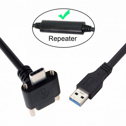 8.0M Down Up Angled USB 3.1 Type-C Dual Screw Locking to USB3.0 Data GL3523 Repeater Cable 90 Degree for Camera Oculus Quest Link UC-128-8.0M