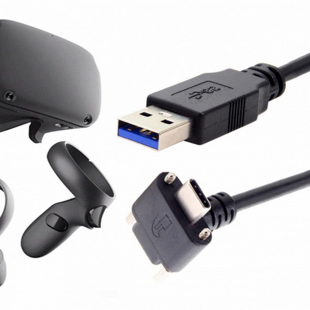 8.0M Down Up Angled USB 3.1 Type-C Dual Screw Locking to USB3.0 Data GL3523 Repeater Cable 90 Degree for Camera Oculus Quest Link UC-128-8.0M